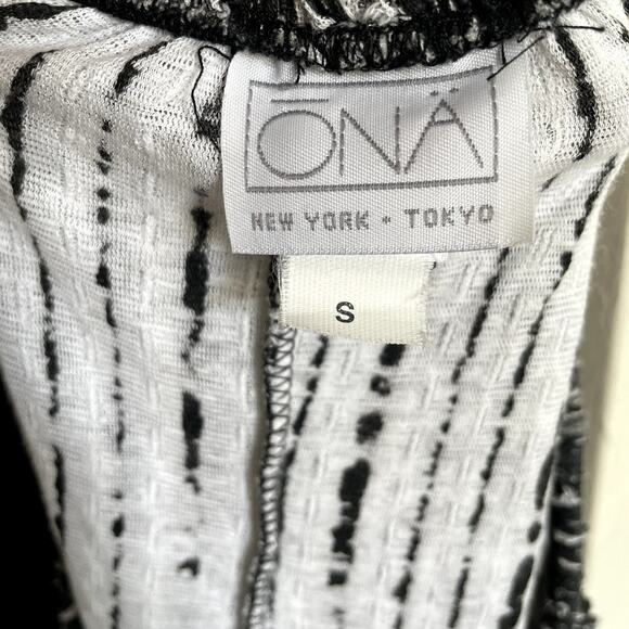 Ona Cropped Culotte Pants - Black & White Sewn Stripe - Small - Picture 4 of 5